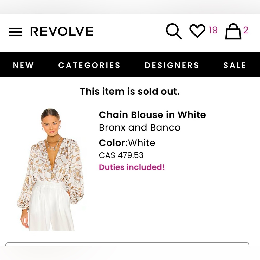 Bronx and Banco chain blouse in white (bodysuit), revolve